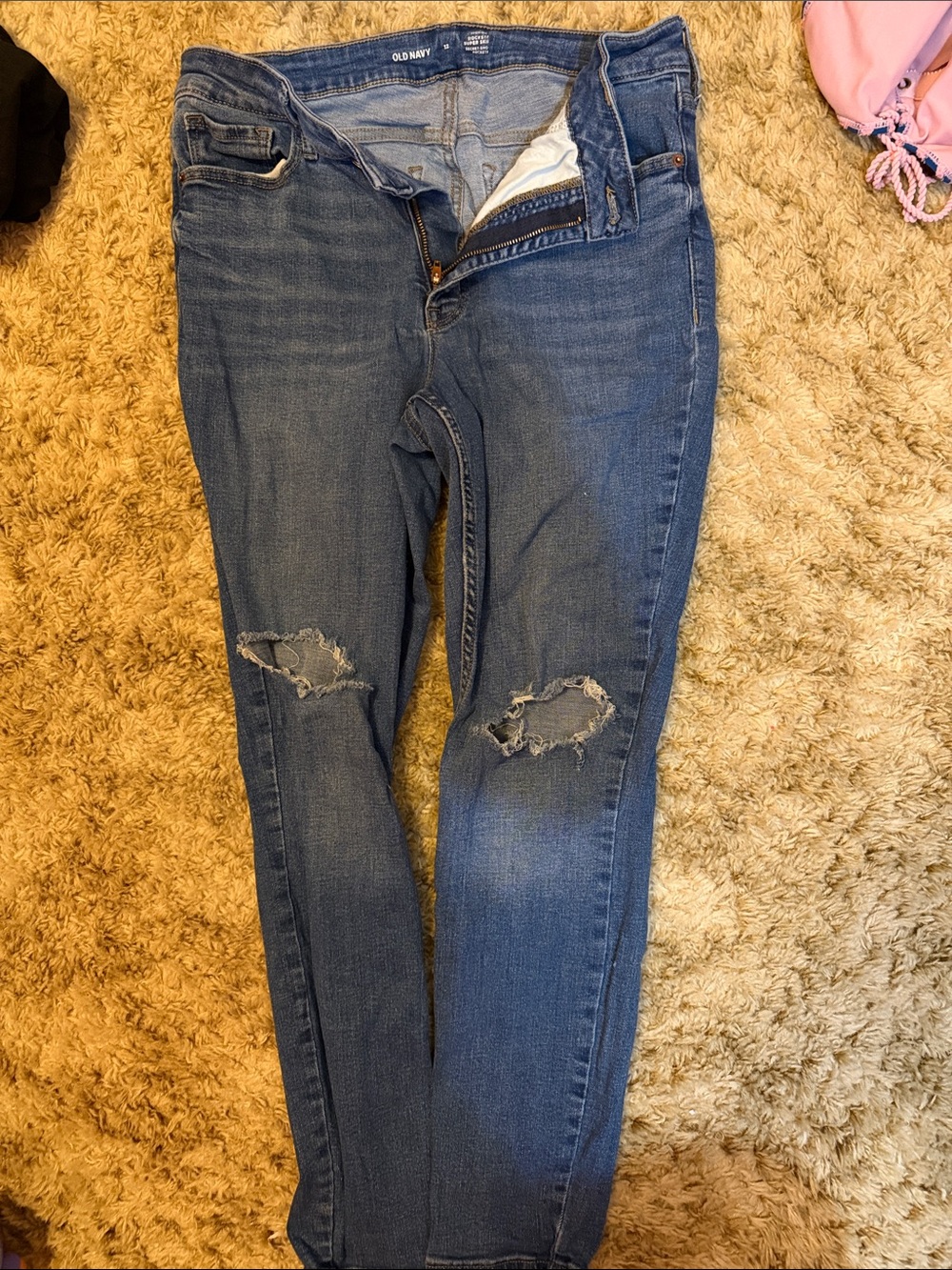 Old Navy Women's Blue Distressed Skinny Jeans